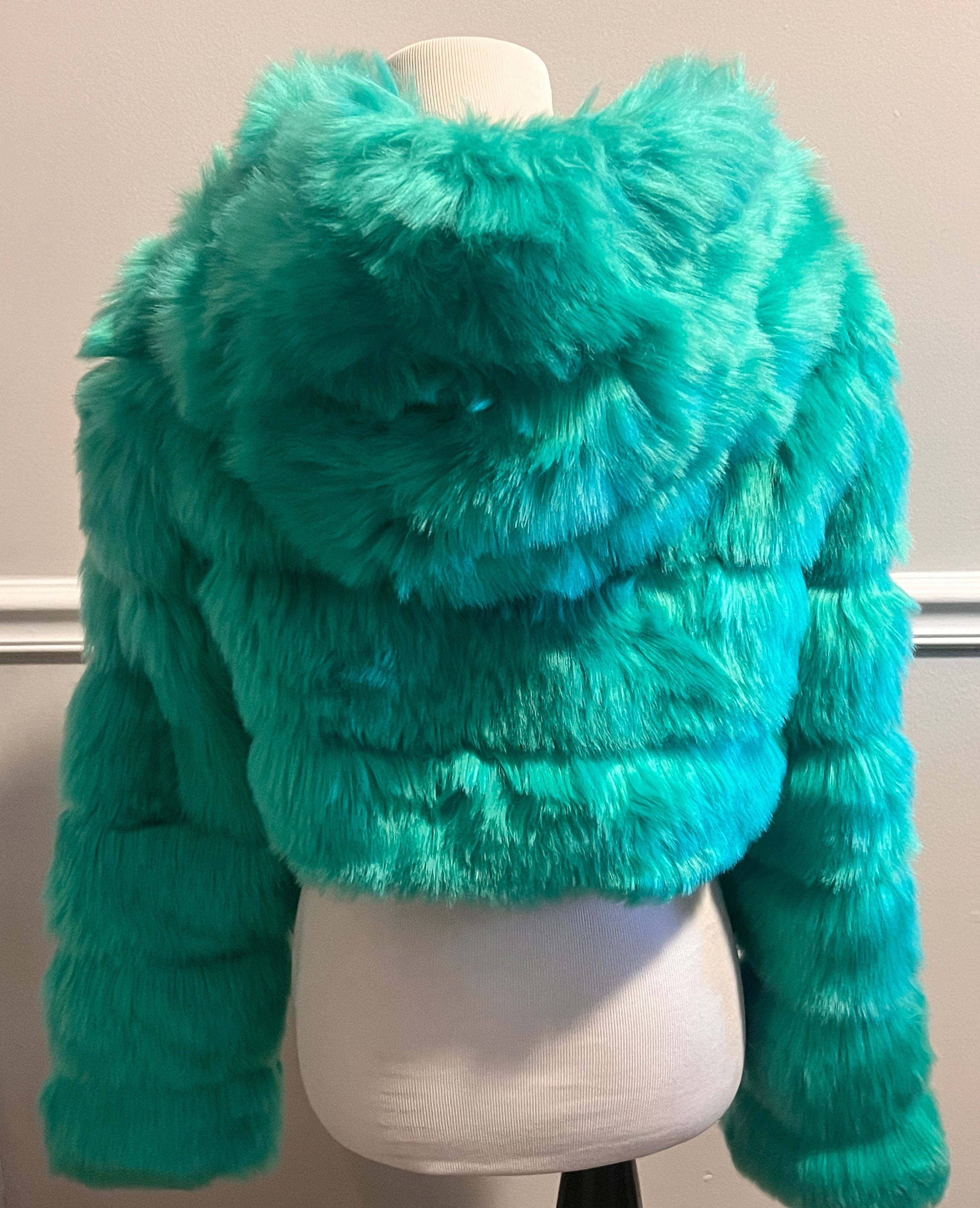 Emerald Frost Luxe Faux-Fur Jacket Weeknd Shop Online