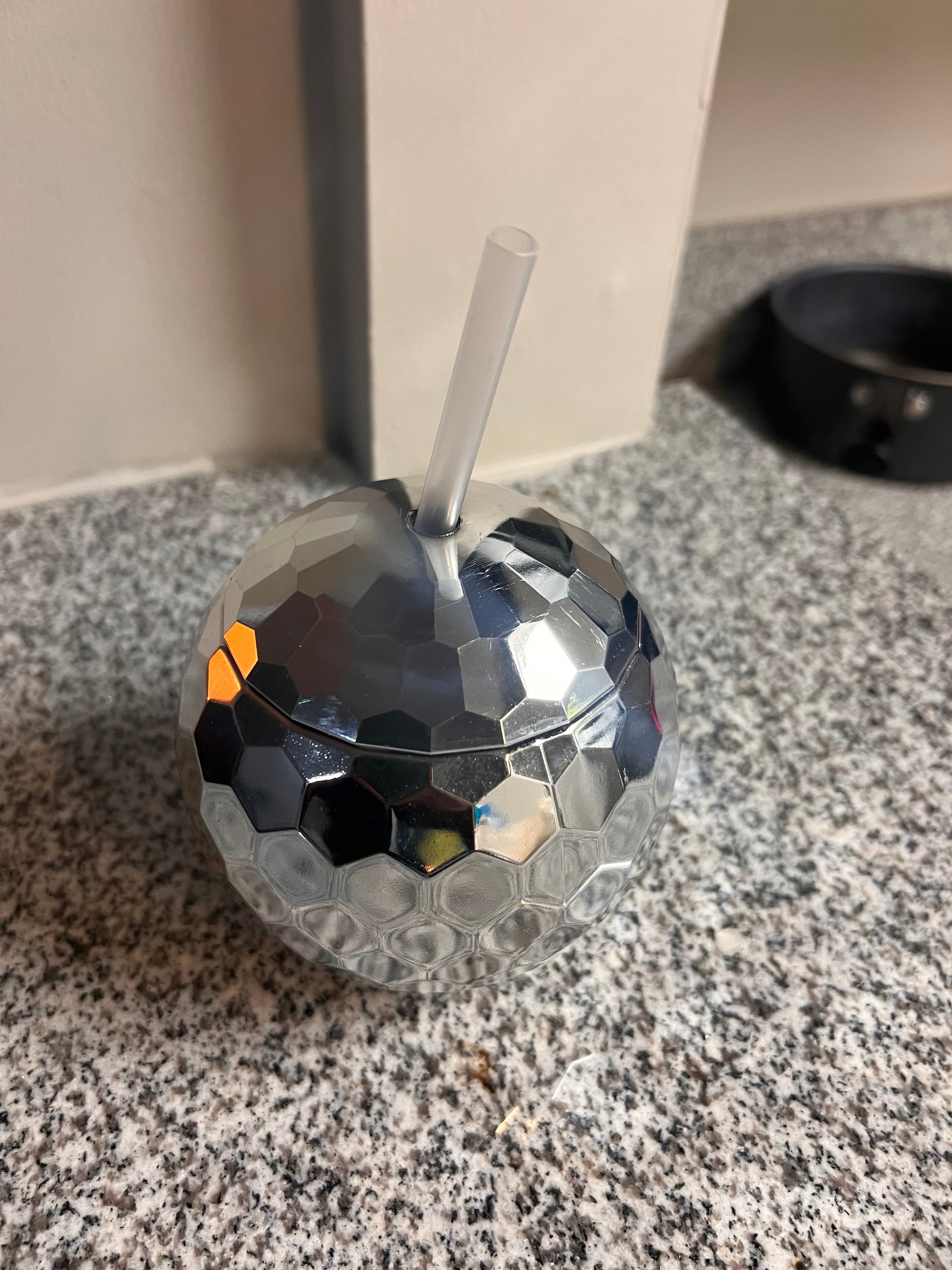 Disco Ball Plastic Cup with Straw