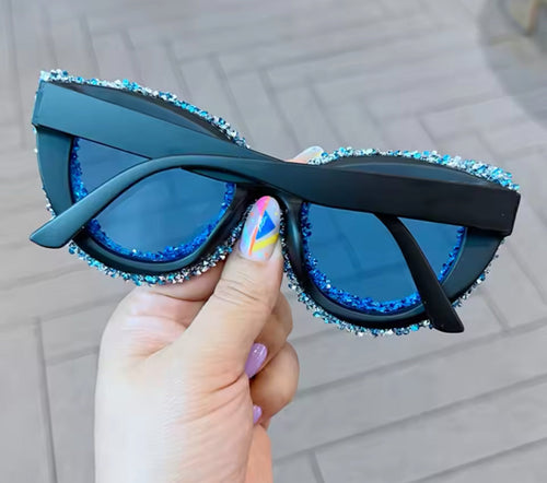 Bling Women Fashion Plastic Cateye Sunglasses Weekend Shade Sunglasses