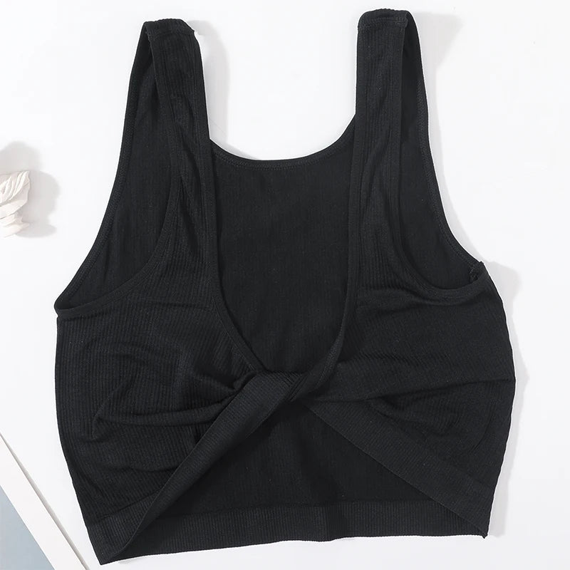 Women's Summer Solid Color Cropped Slim Fit Tank Top With Twist Front