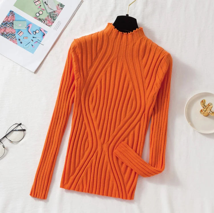 Knitted Women High Turtle Neck Sweater