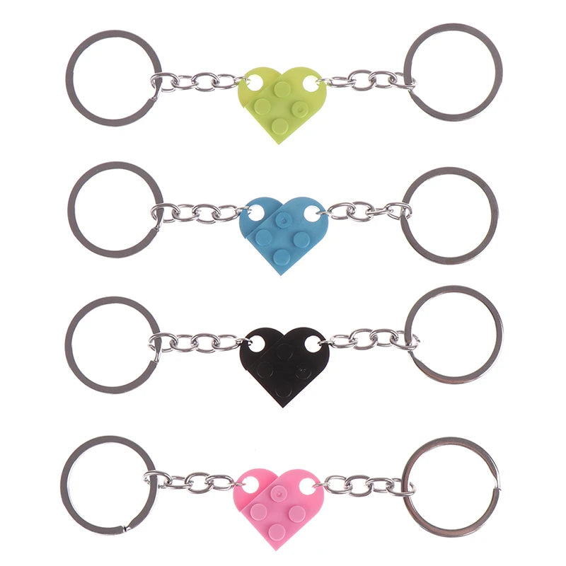 2Pcs Cute Love Heart Brick Keychain