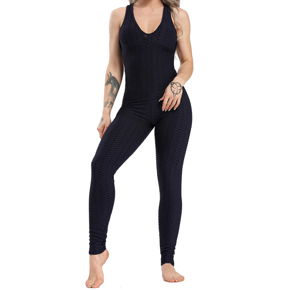 Criss Cross Halter Backless Work Out Jumpsuit