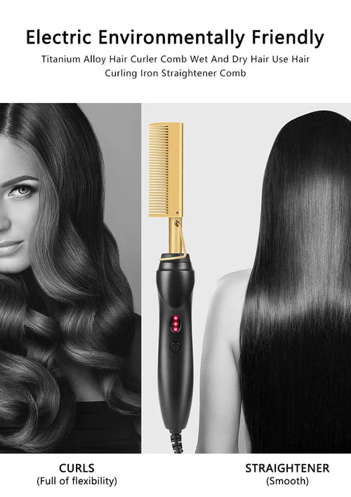 2-in-1 Electric Hot Heating Comb – Hair Straightener & Curler for Wet and Dry Hair Weeknd Shop Online