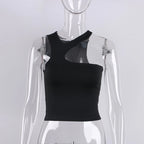 Cut Out Sexy One Shoulder Crop Top