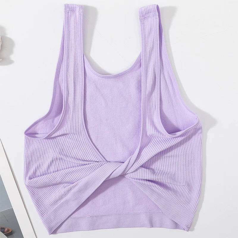 Women's Summer Solid Color Cropped Slim Fit Tank Top With Twist Front