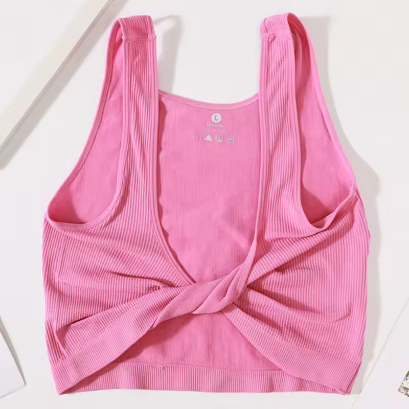 Women's Summer Solid Color Cropped Slim Fit Tank Top With Twist Front