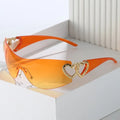 “Heartless” Orange Rimless Shield Sunglasses Weekend Shade Sunglasses