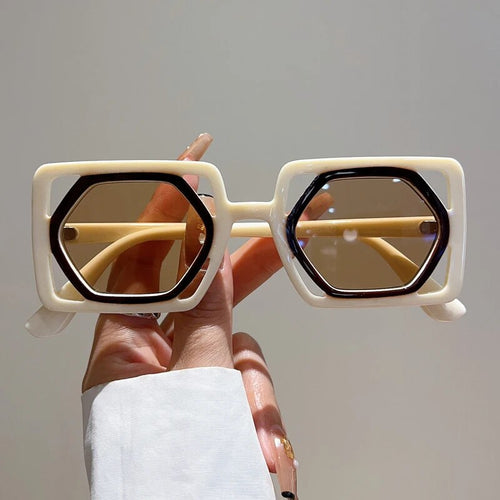 "Hollywood" Plastic Square Polygon Sunglasses Weekend Shade Sunglasses