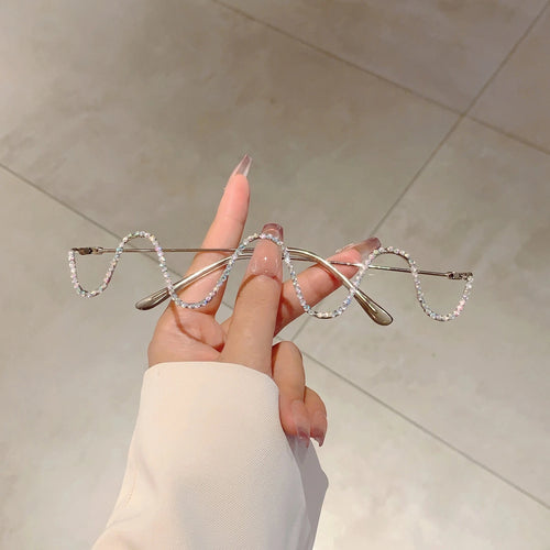 "Wavy" Rimless Fashion Frame Glasses Weekend Shade Sunglasses
