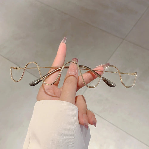 "Wavy" Rimless Fashion Frame Glasses Weekend Shade Sunglasses