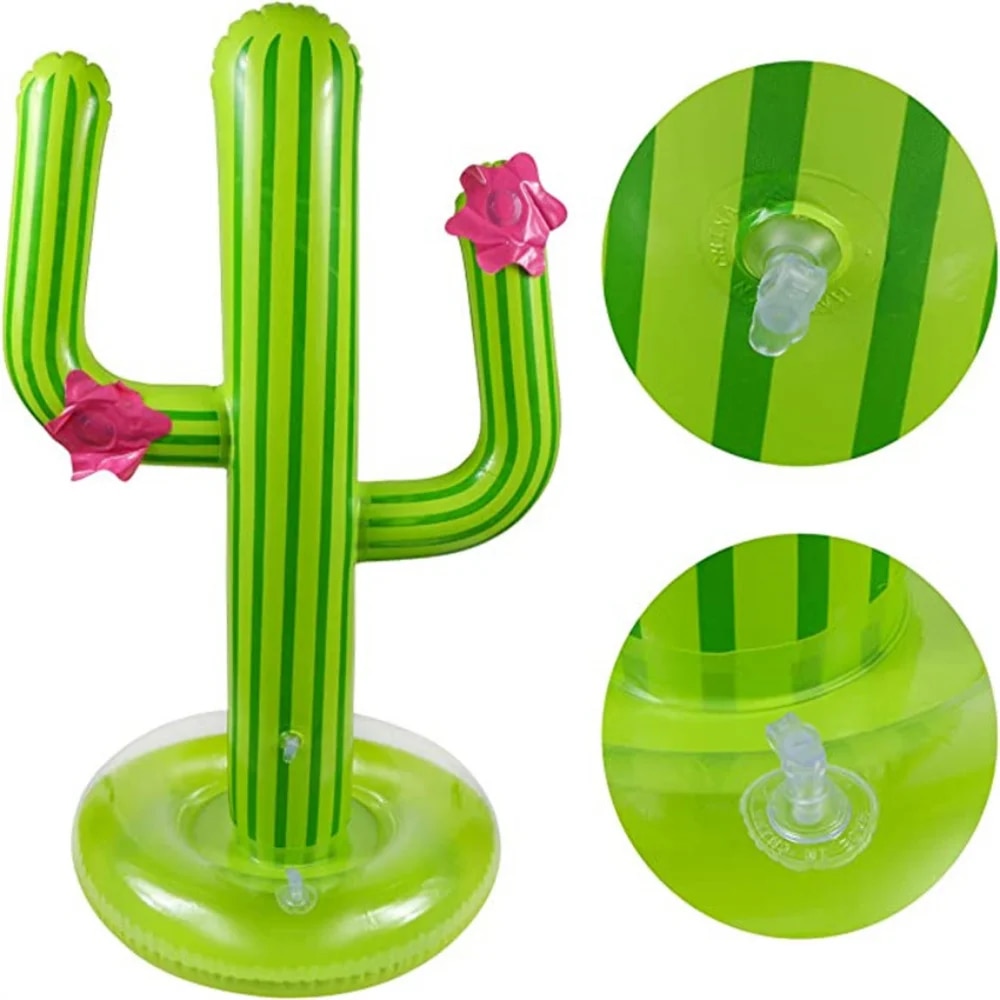 Inflatable Cactus Ring Toss Game Set Target Toss Floating Swimming Ring Toss Includes Inflatable Cactus,4 Color Rings for Fiesta Party Accessories Hawaiian Pool Beach Party Decoration Supplies