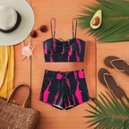 "its too darn hot" Print High Waist String Two-Piece Bikini