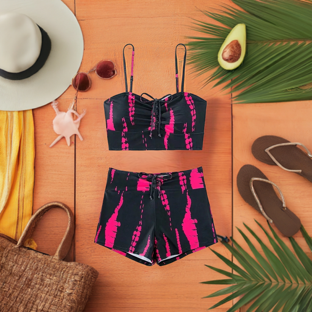 "its too darn hot" Print High Waist String Two-Piece Bikini