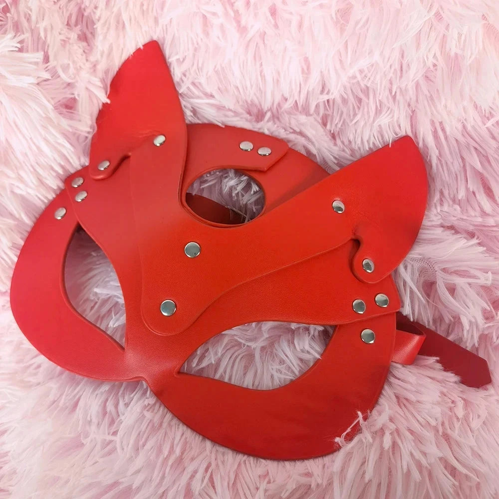 Red Leather Mask for Women – Sexy Cosplay Cat Mask Weekend Shop