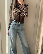 Leopard Mesh Long Sleeve
