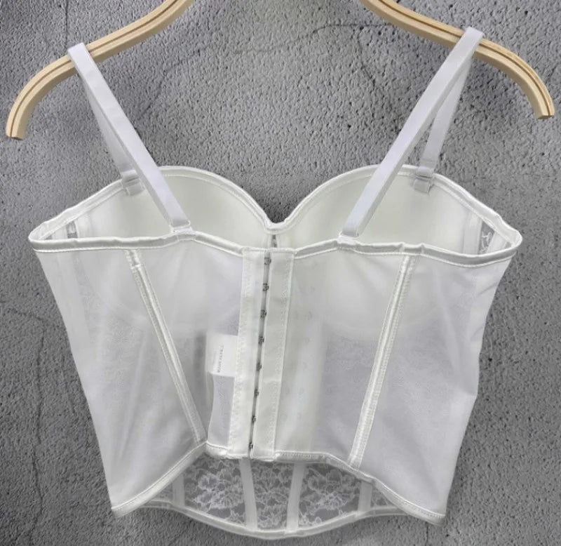 Helen's White Mesh Bustier Top