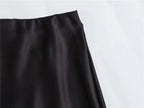 Elegant High-Waisted Satin Midi Skirt