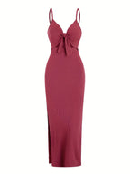 Cristi Knit Front Tie Spaghetti Strap Dress