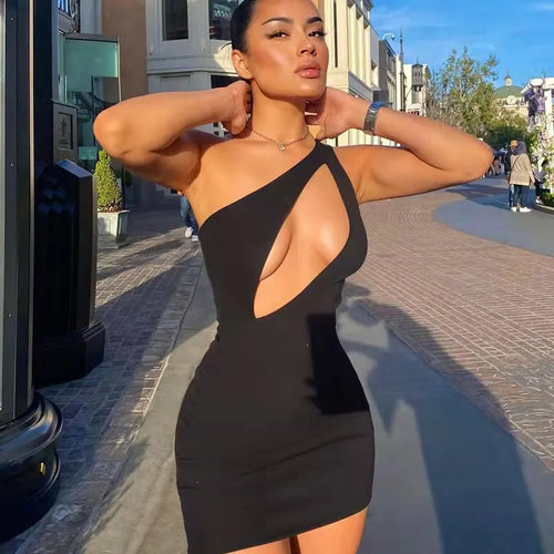 Bianca Irregular One Shoulder Mini Dress - Weeknd Shop  Online 