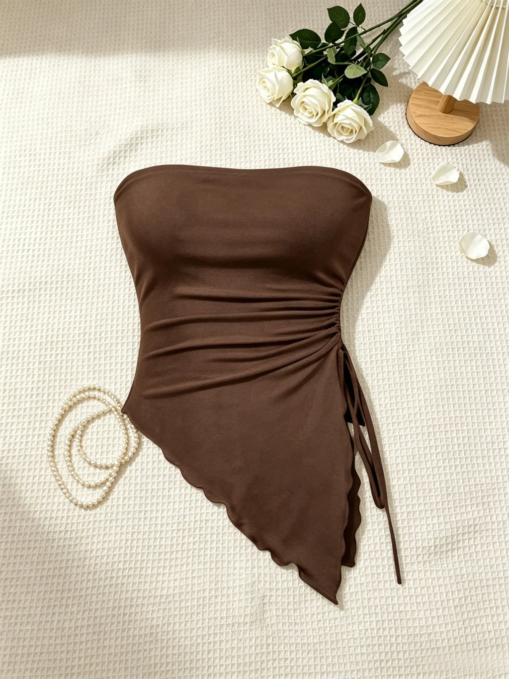 2 Piece Women Strapless Midi Skirt & Top