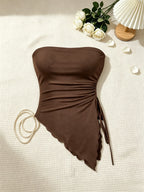 2 Piece Women Strapless Midi Skirt & Top