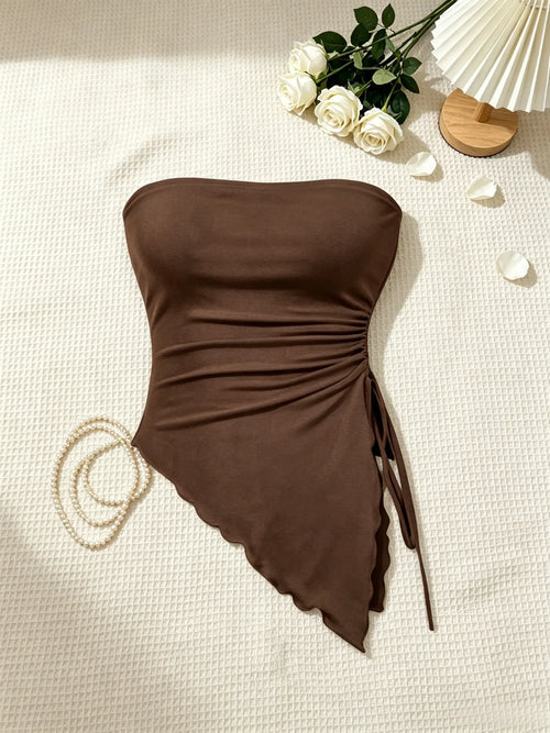 2 Piece Women Strapless Midi Skirt & Top