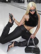 Super Hot Turtleneck Furry Tank Top