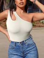 One-Shoulder Sleeveless Yoga Bodysuit