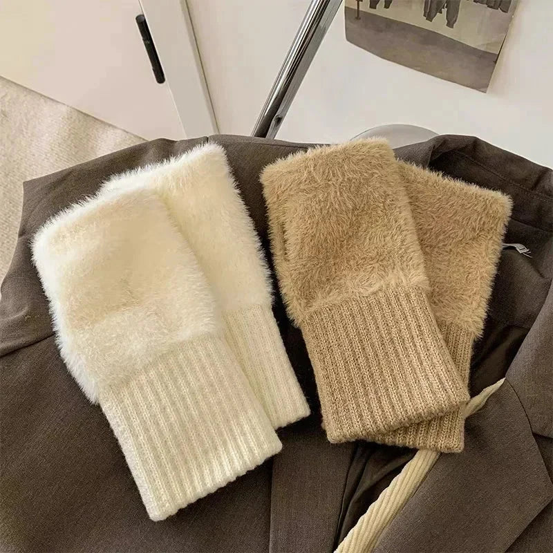Mink Fleece Soft Winter Half-Finger Gloves Weeknd Shop Online