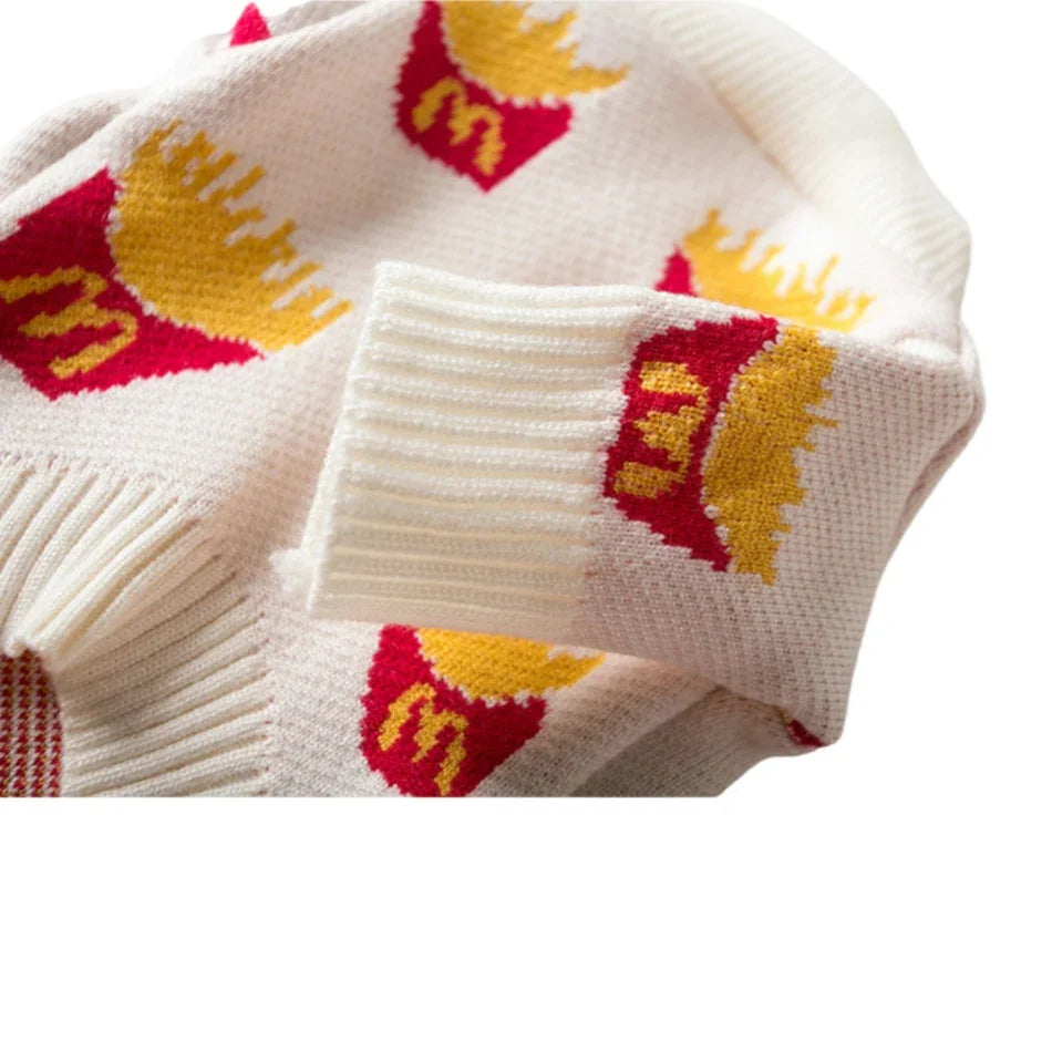 Playful French Fries Pet Sweater – Soft Cotton Comfort