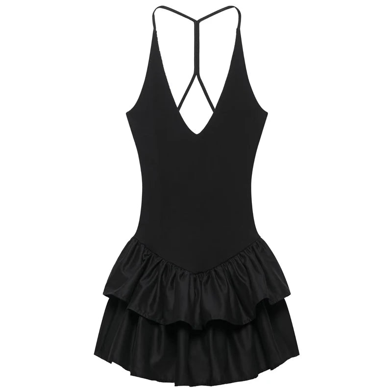 Helen Chic Halter V-Neck Mini Dress