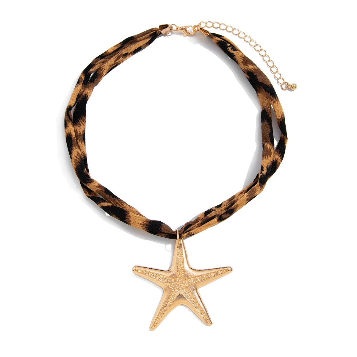 Leopard Ribbon Starfish Pendant Necklace