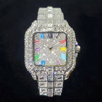 Mike Silver Luxury Iced-Out Square Men’s Watch