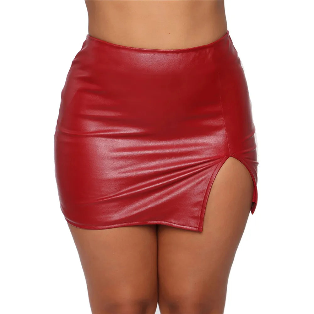 Women's Leather Night Clubwear Mini Skirt