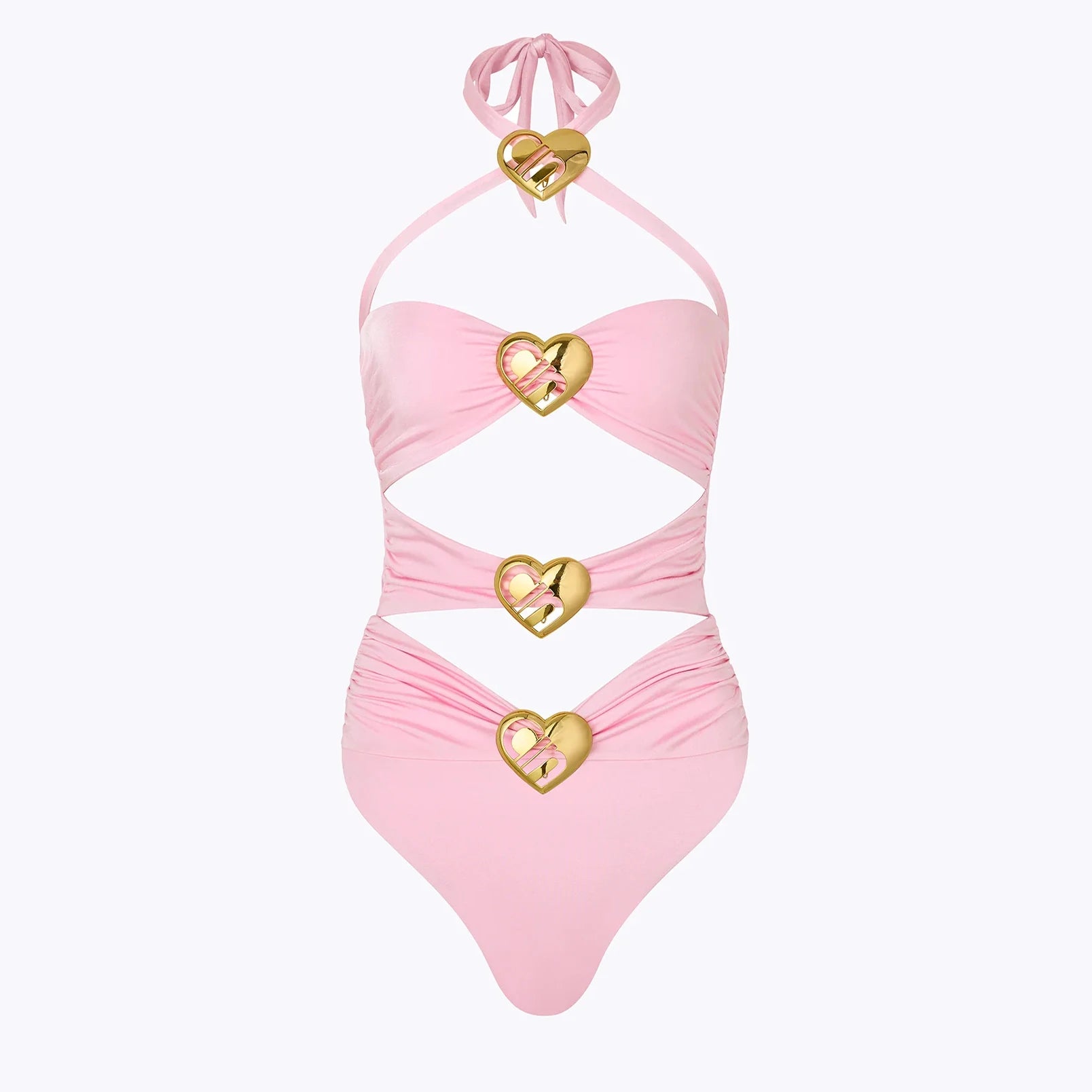 Sexy Heart Cut Out One Piece Swimsuit and Skirt Swimwear