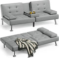 Leather Sofa Bed Futon with Removable Armrests Weeknd Shop Online