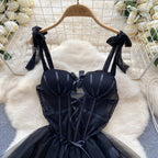 Lace Sheath Spaghetti Strap Lingerie Dress - Black & White - Weeknd Shop Online 