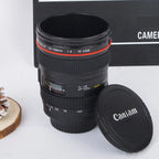 Stainless Steel Camera Lens Coffee Mug with Leak-Proof Lid