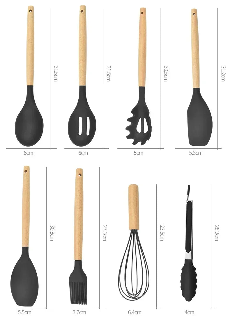 White 12PCS Silicone Kitchen Utensil Set