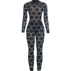 "Blue Electric" Long Sleeve mesh Jumpsuit