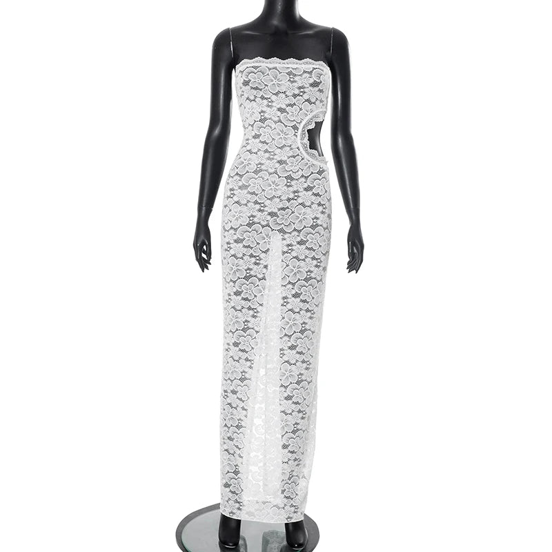 Marilyn Solid Color Lace Long Dress