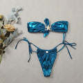 Gem Blue Glossy Bandeau Bikini Set Weeknd Shop Online