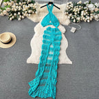 Janie Cross Halter Top + Split Long Skirt Set