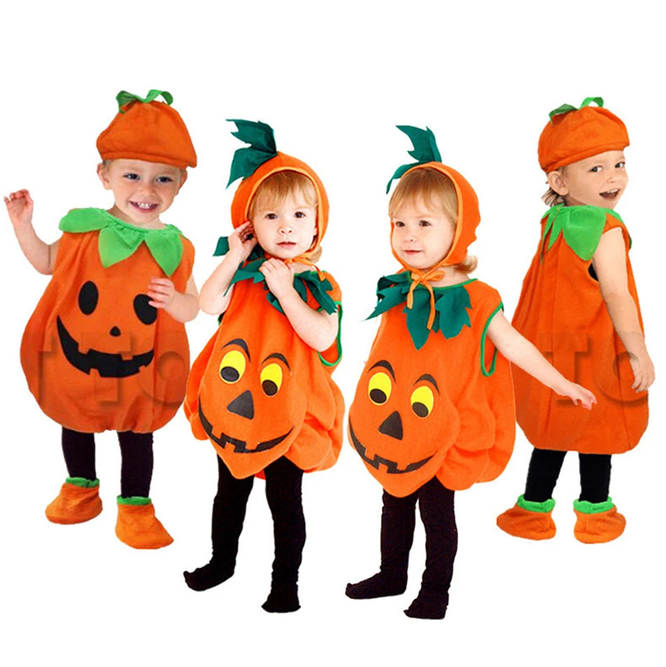 Kids Pumpkin Costume with Hat – Halloween Cosplay Fun for Boys & Girls!