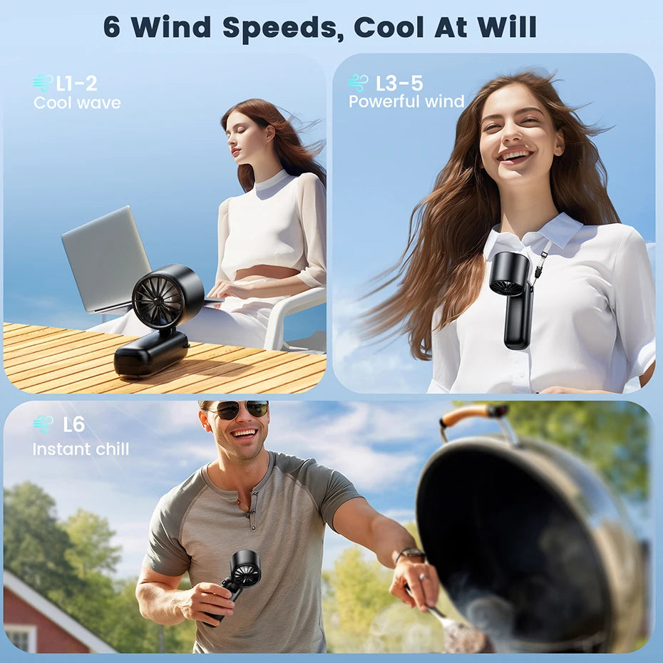 Portable Handheld Turbo Fan – 5000mAh Rechargeable