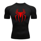 Men's Spider Print Compression Shirt – Quick-Dry, Breathable Gym Tee