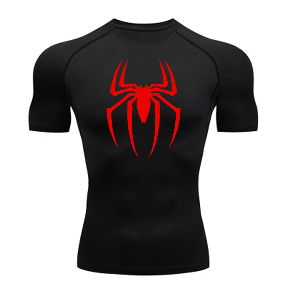 Men's Spider Print Compression Shirt – Quick-Dry, Breathable Gym Tee