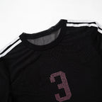 Mesh Long Sleeve Number 3 Print Crop Top