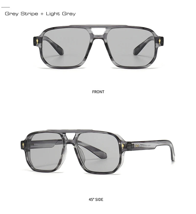 Retro Double Bridge Square Sunglasses